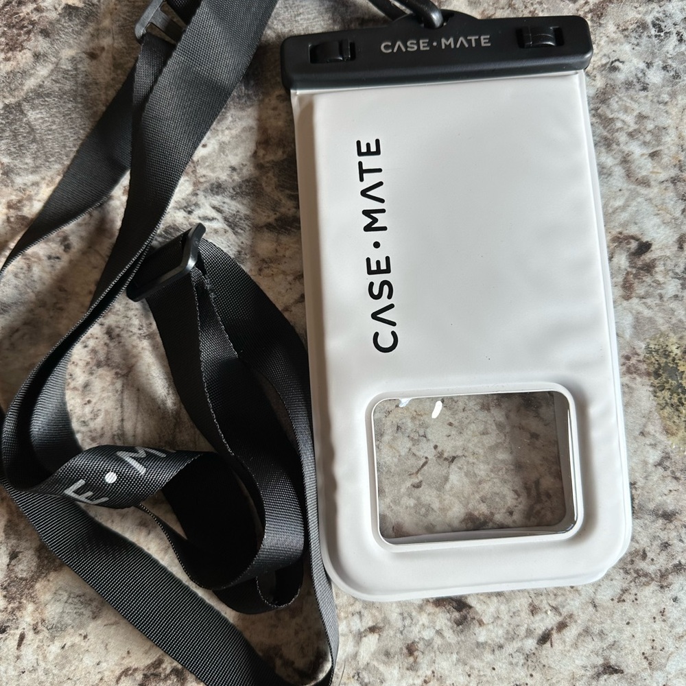 Case-Mate White Waterproof Phone Case with Black Strap